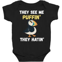 Puffin They See Me Seabird Lover Puffin Lover Iceland Animal T Shirt Baby Bodysuit | Artistshot