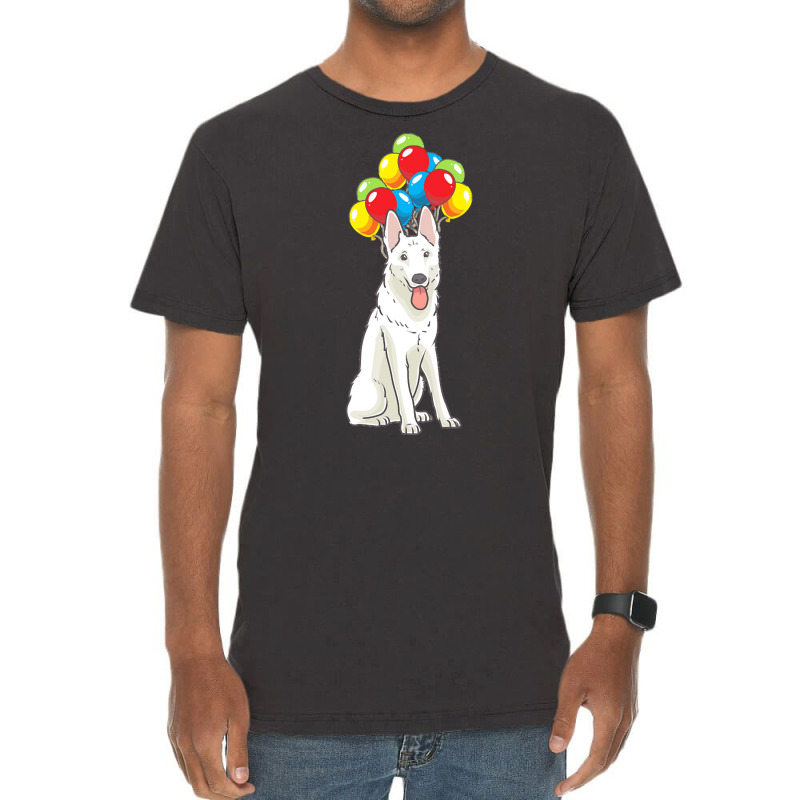 White Shepherd T  Shirt White Swiss Shepherd With Ballons Gift T  Shir Vintage T-shirt | Artistshot