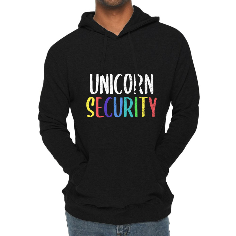 Halloween Dad Mom Daughter Adult Costume, Unicorn Security Lightweight Hoodie by behindcedar22 | Artistshot