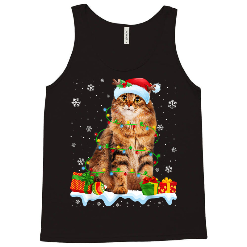 Siberian Cat Christmas Lights Funny Cat Lover Xmas T Shirt Tank Top by mosesswabyhi | Artistshot