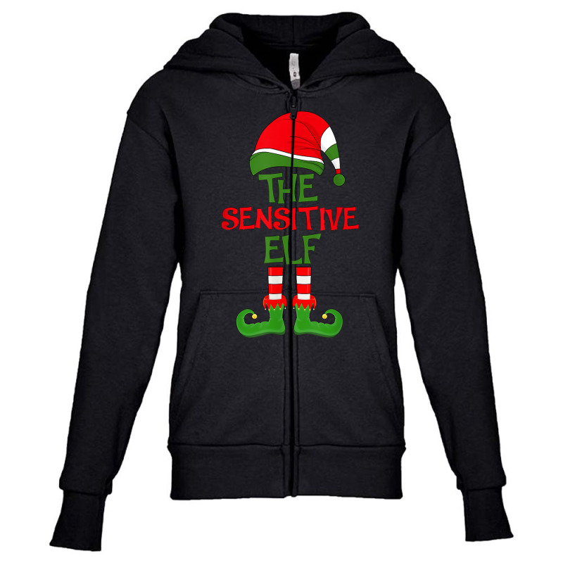 The Sensitive Elf Xmas Group Matching Family Holiday Party T Shirt Youth Zipper Hoodie by mosesswabyhi | Artistshot