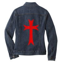 Knights Templar Crusader Distressed Cross Medieval Ring Ladies Denim Jacket | Artistshot