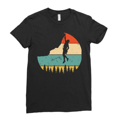 Vintage Rock Climbing T  Shirt Mountain Climber Shirts Ladies Fitted T-shirt Designed By G3ry