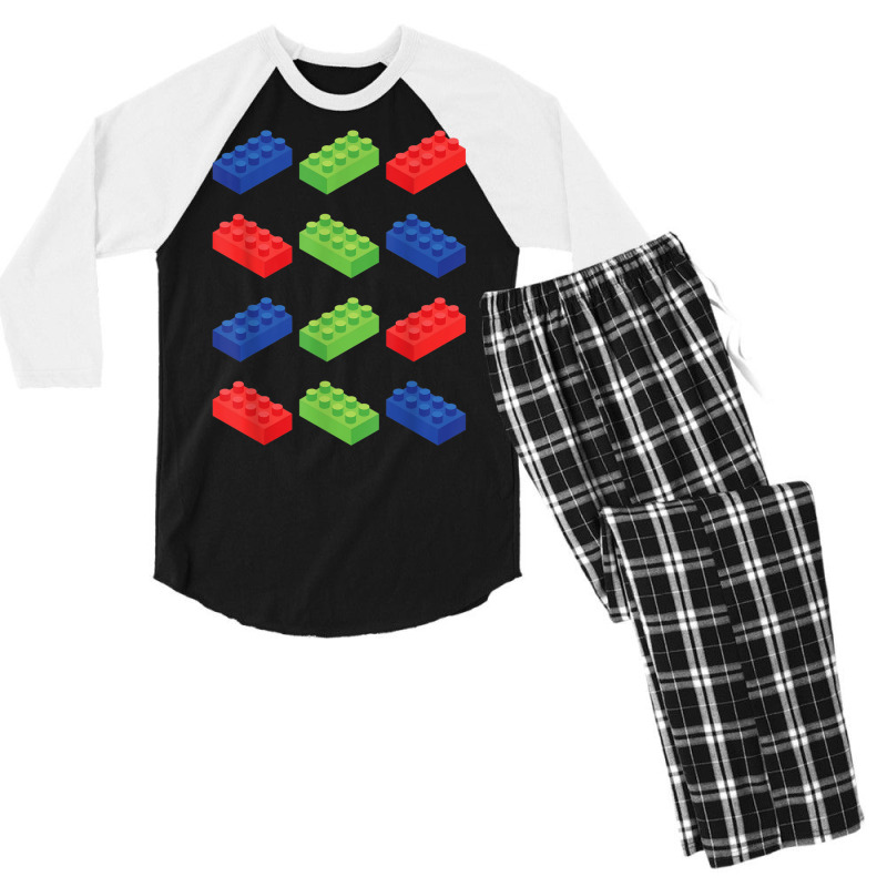 Building Blocks Bricks Master Builder Bricklayer Engineer T Shirt Men's 3/4 Sleeve Pajama Set | Artistshot