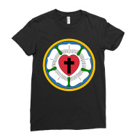 Lutheran Martin Luther Heart Rose Concords Reformation Cross Pullover  Ladies Fitted T-shirt | Artistshot