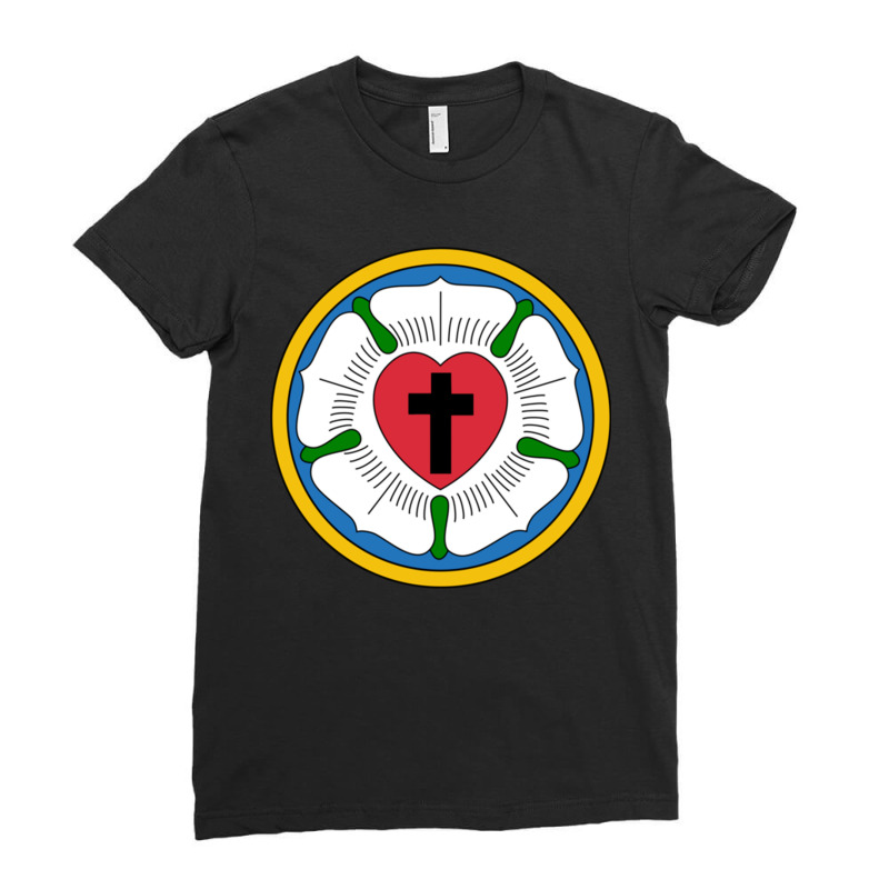 Lutheran Martin Luther Heart Rose Concords Reformation Cross Pullover  Ladies Fitted T-Shirt by MalcolmJCausby | Artistshot