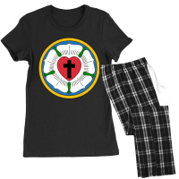 Lutheran Martin Luther Heart Rose Concords Reformation Cross Pullover  Women's Pajamas Set | Artistshot