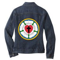 Lutheran Martin Luther Heart Rose Concords Reformation Cross Pullover  Ladies Denim Jacket | Artistshot