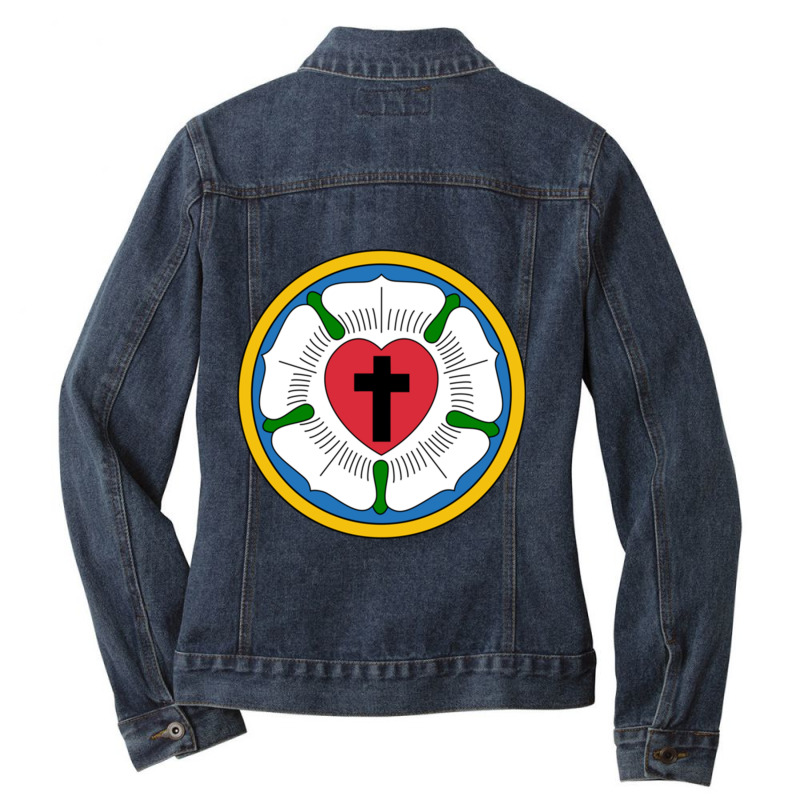 Lutheran Martin Luther Heart Rose Concords Reformation Cross Pullover  Ladies Denim Jacket by MalcolmJCausby | Artistshot