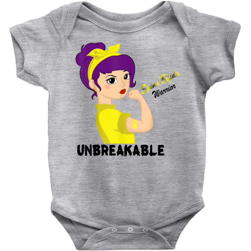 Spina Bifida Warrior Awareness Women Support Yellow Ribbon T Shirt Baby Bodysuit | Artistshot