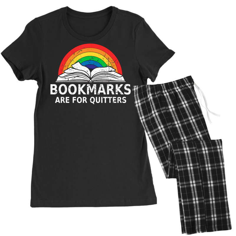 Bookmarks Quitters Book Reading Lovers Vintage Retro Rainbow Women's Pajamas Set by brumfieldportillo7vlpq8 | Artistshot