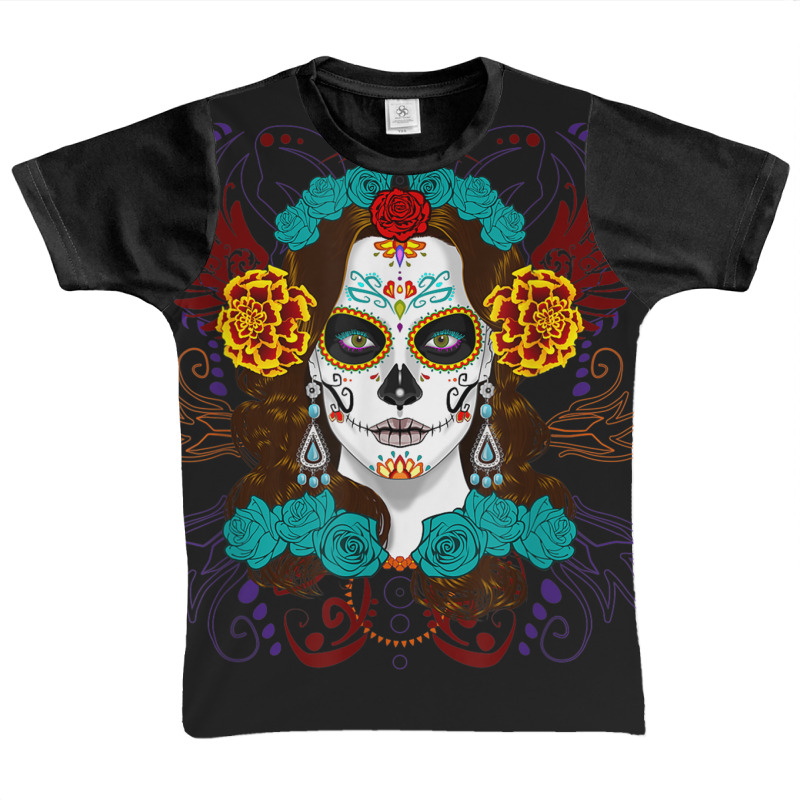 Dia De Los Muertos Marigold Catrina Day Of The Dead Graphic Youth T-shirt by BenSamirDarwish | Artistshot