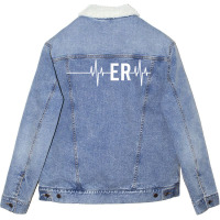 Emergency Medicine Physician Nurse Gift Er Heartbeat Unisex Sherpa-lined Denim Jacket | Artistshot