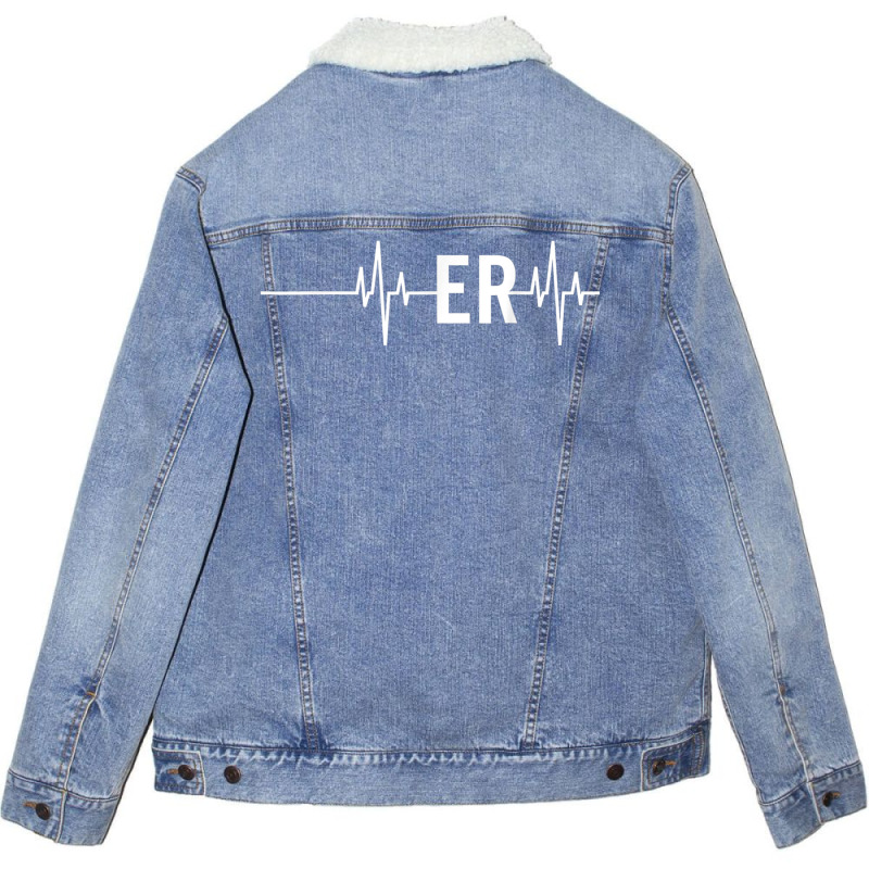 Emergency Medicine Physician Nurse Gift Er Heartbeat Unisex Sherpa-lined Denim Jacket | Artistshot