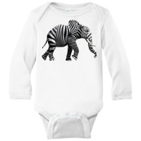 Elephant Anima Cute Zebra Print Wild Forest Running Heavy T Shirt Long Sleeve Baby Bodysuit | Artistshot