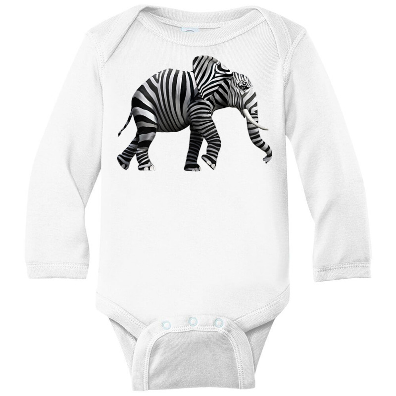 Elephant Anima Cute Zebra Print Wild Forest Running Heavy T Shirt Long Sleeve Baby Bodysuit by sunda | Artistshot