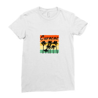 Curacao Palm Vintage Beach Men Women Ladies Fitted T-shirt | Artistshot