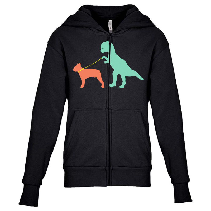 Boston Terrier T  Shirtfunny Boston Terrier Dinosaur Cute Boston Terri Youth Zipper Hoodie | Artistshot