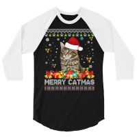 Merry Catmas Maine Coon Cat Ugly Sweater Christmas Santa T Shirt 3/4 Sleeve Shirt | Artistshot