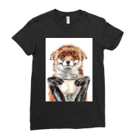 Morning Fox Cute Coffee Animal Ladies Fitted T-shirt | Artistshot