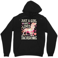 Dachshund T  Shirt Dachshund Just A Girl Who Loves Dachshunds Dog Flow Unisex Hoodie | Artistshot