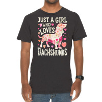 Dachshund T  Shirt Dachshund Just A Girl Who Loves Dachshunds Dog Flow Vintage T-shirt | Artistshot