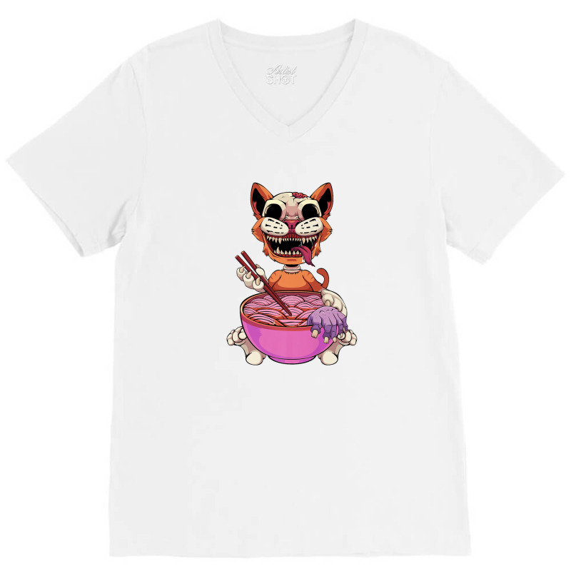 Kawaii Pastel Goth Cute Creepy Cat Aesthetic Vintage Ramen V-neck Tee | Artistshot