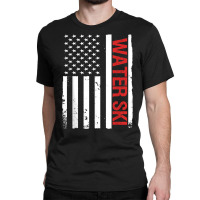 Water Ski Usa American Flag Funny Waterskiing T Shirt Classic T-shirt | Artistshot