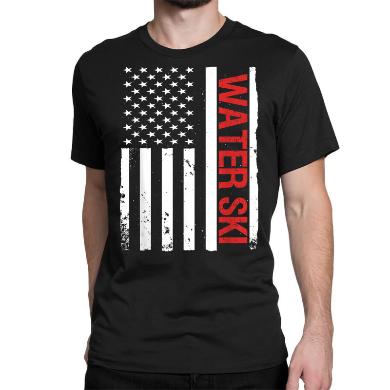 Water Ski Usa American Flag Funny Waterskiing T Shirt Classic T-shirt by adriacrogan7c3 | Artistshot