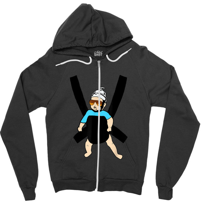 Carlos - Hangover Baby With Sunglasses In A Strap Zipper Hoodie | Artistshot