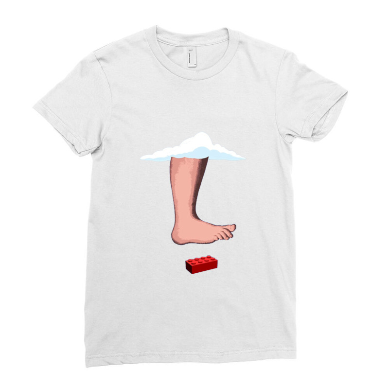 Foot Stomp From Cloud Onto Child's Brick Funny Comedy Ladies Fitted T-Shirt by brendajackson | Artistshot