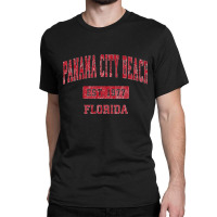 Mens Panama City Beach Florida Fl Vintage Sports Design Red Desig Prem Classic T-shirt | Artistshot