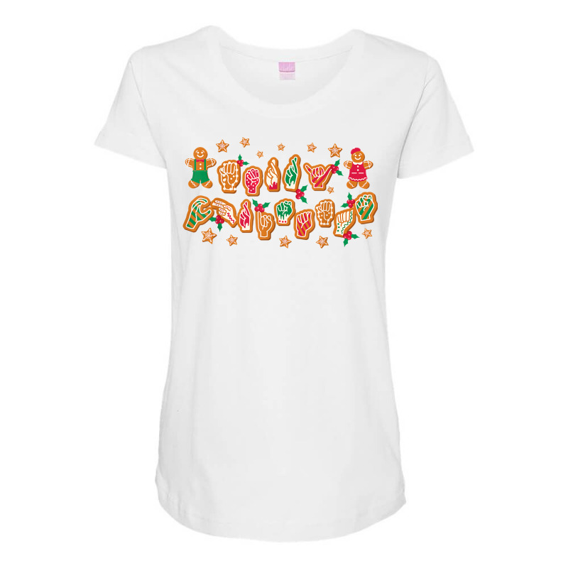 Asl Christmas American Sign Language Gingerbread Hands Deaf T Shirt Maternity Scoop Neck T-shirt by dorman | Artistshot