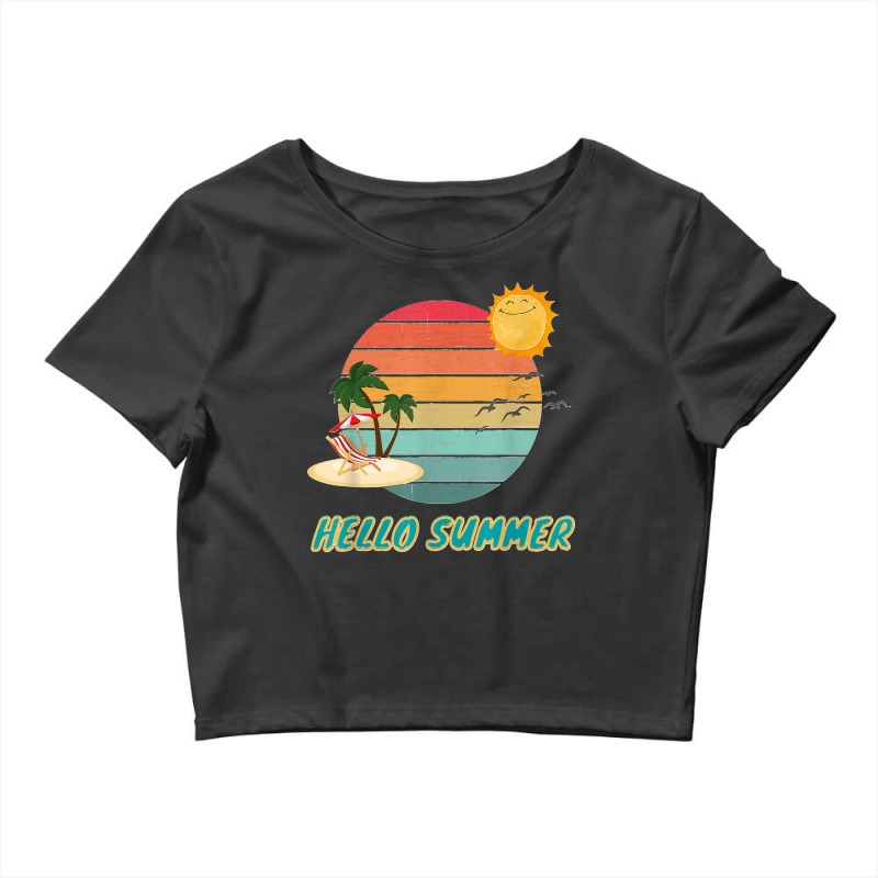 Hello Summer Vacation Palm Tree Sun Birds And Sea Crop Top by ISAIASSANTIAGO | Artistshot