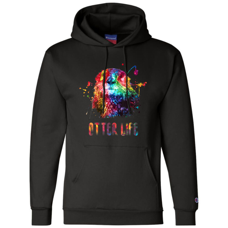 Sea Otter Life Rainbow Watercolor Bright Splatter Shirt Champion Hoodie | Artistshot