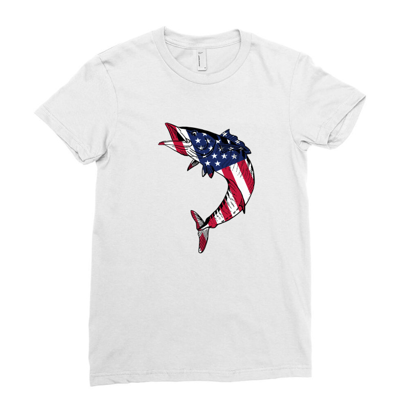 American Wahoo Fish Design Game Fishing Usa Ladies Fitted T-Shirt by atoinenieck3 | Artistshot