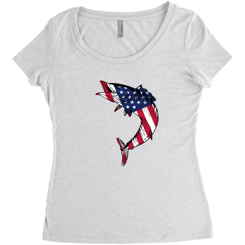 American Wahoo Fish Design Game Fishing Usa Women's Triblend Scoop T-shirt by atoinenieck3 | Artistshot