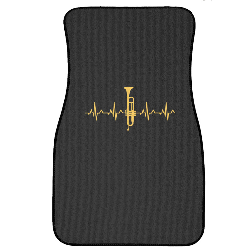 Trumpet Heartbeat T-shirt - Trumpet Player Shirt Front Car Mat | Artistshot