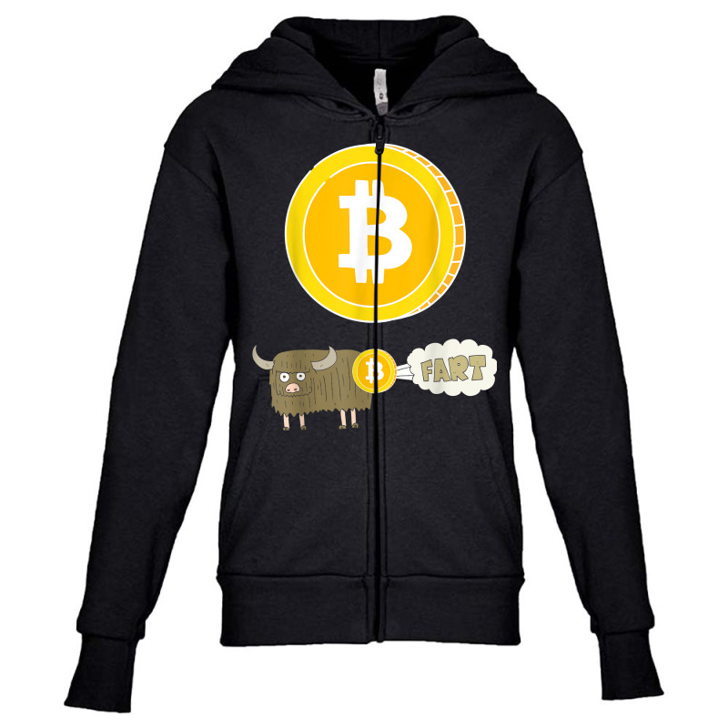 Bitcoin Bull Fart   Funny Crypto Currency Stock Market Humor T Shirt Youth Zipper Hoodie by mollyschq6z | Artistshot