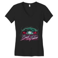 Back To The Future Delorean 80's Style Neon Women's V-neck T-shirt | Artistshot