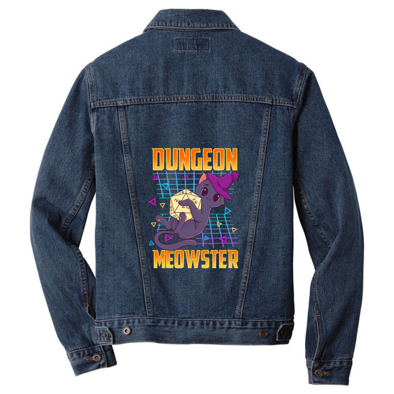 Dungeon Meowster Tabletop Gamer Silly Men Denim Jacket | Artistshot