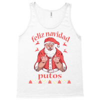 Santa Claus Middle Finger Feliz Navidad Putos Ugly Christmas Long Slee Tank Top | Artistshot