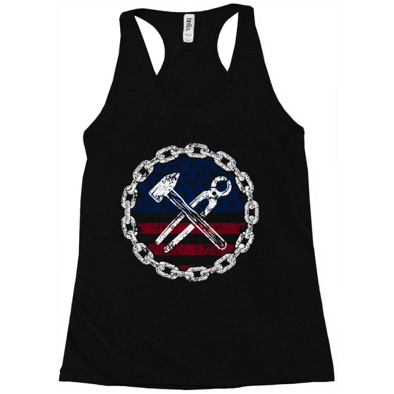 American Flag Ironworker And Tools Racerback Tank by greggjvandervor | Artistshot