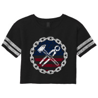 American Flag Ironworker And Tools Scorecard Crop Tee | Artistshot