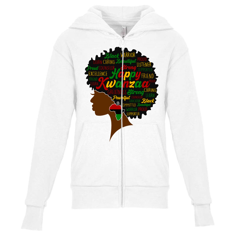 Happy Kwanzaa African Pride Black Woman Seven Principles Sweatshirt Youth Zipper Hoodie by keishawnredner | Artistshot