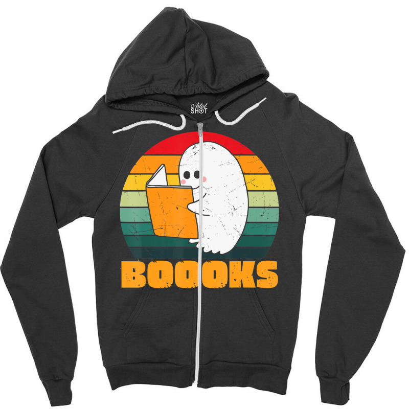 Boooks Ghost Librarian Book Lovers Halloween Costume Zipper Hoodie | Artistshot