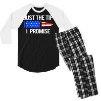 Just The Tip I Promise American Flag Veteran Men's 3/4 Sleeve Pajama Set | Artistshot