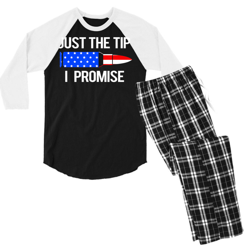 Just The Tip I Promise American Flag Veteran Men's 3/4 Sleeve Pajama Set | Artistshot