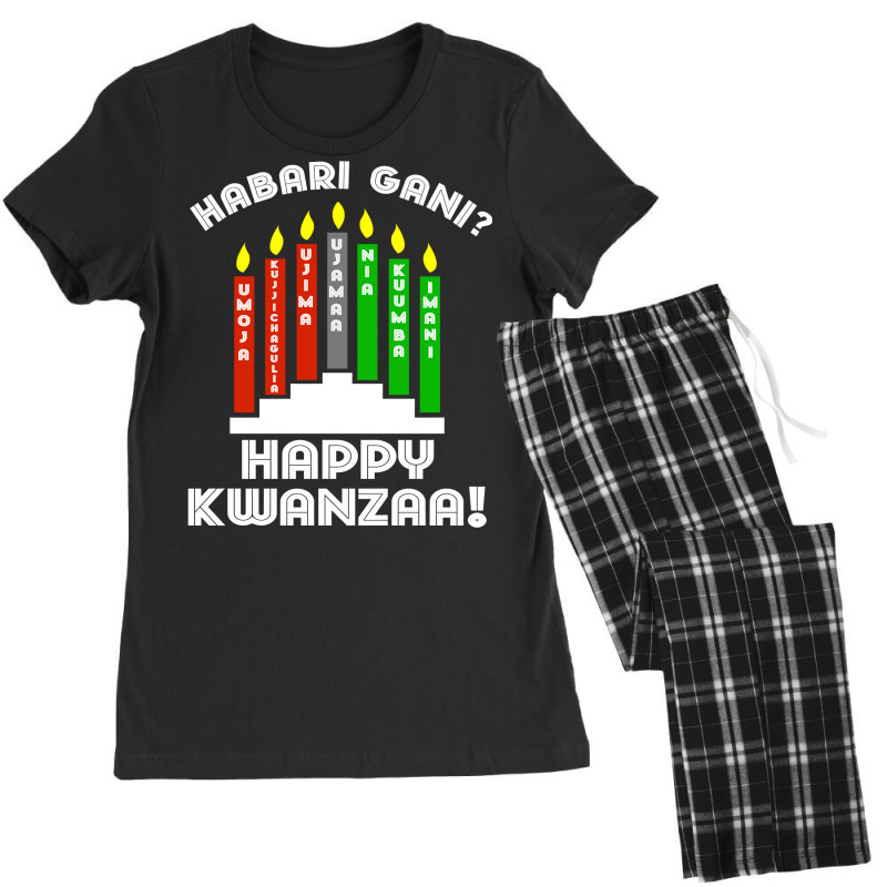 Habari Gani Happy Kwanzaa African American 7 Principles Long Sleeve T Women's Pajamas Set by ayedencoplon | Artistshot