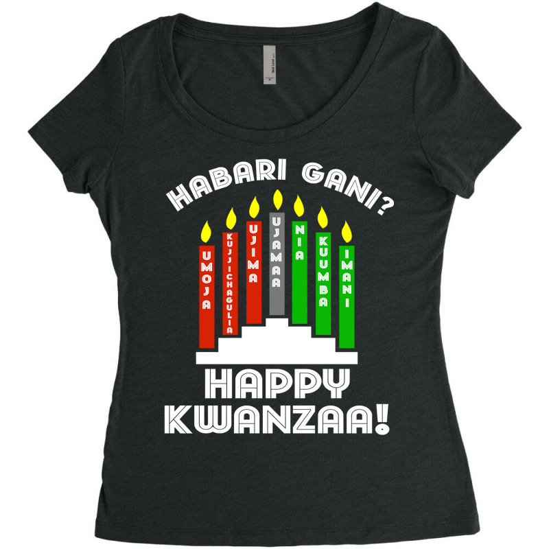 Habari Gani Happy Kwanzaa African American 7 Principles Long Sleeve T Women's Triblend Scoop T-shirt by ayedencoplon | Artistshot